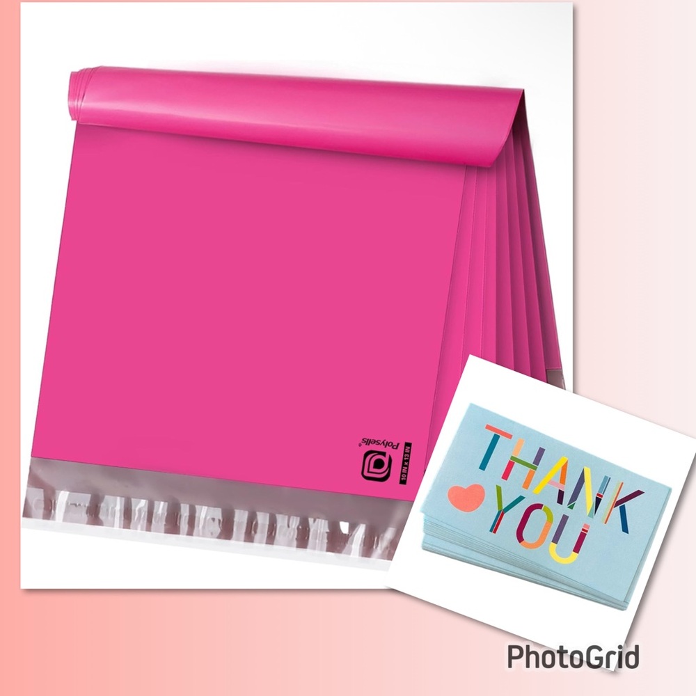 25 (10x13) Poly Mailers & Thank you cards